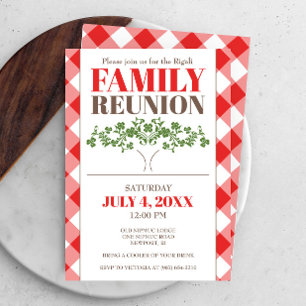 Family Reunion Inbjudan, Red Checker Tablecloth Inbjudningar