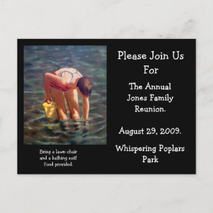 FAMILY REUNION INVITATION, SJÖ, BEACH, SWIMMING INBJUDAN VYKORT