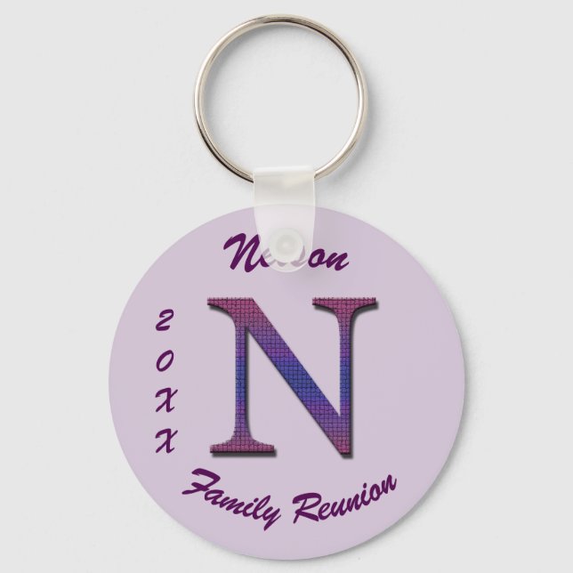 Family Reunion Keepsaké Colorful Brev N Monogram Nyckelring (Framsida)