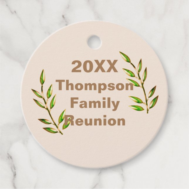 Family Reunion Keepsaké Grönt Träd Gren Memento Gåvor Etiketter (Framsida)