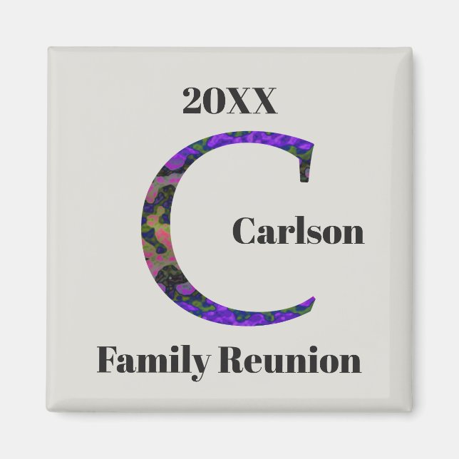 Family Reunion Keepsaké Marved Brev C Monogram Magnet (Framsidan)