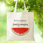 Family Reunion Keepsaké Watermelon Tygkasse<br><div class="desc">Den här Family Reunion Tote Bag är dekorerad med en röd vattenfärgad vattenmelon. Enkelt anpassade. Använda Verktyg i Design om du vill ändra texten storlekt,  stil eller färg. När vi skapar vår teckning hittar du inte den här bilden från andra designers. Ursprunglig vattenfärg © Michele Davies.</div>