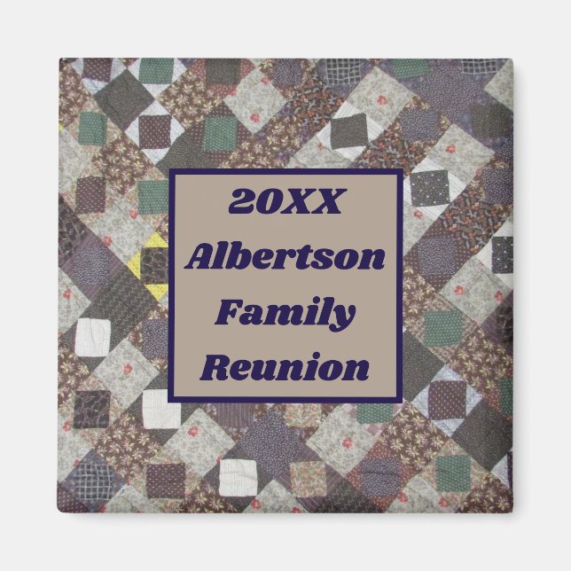 Family Reunion Keepsaki Patchwork Quilt Gathering Magnet (Framsidan)