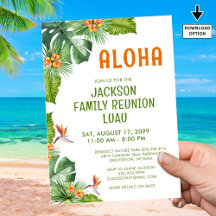 Family Reunion Luau Tropical Handflatan Aloha Wate