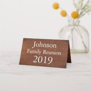 Family Reunion Nametags Warm Wood look Placeringskort