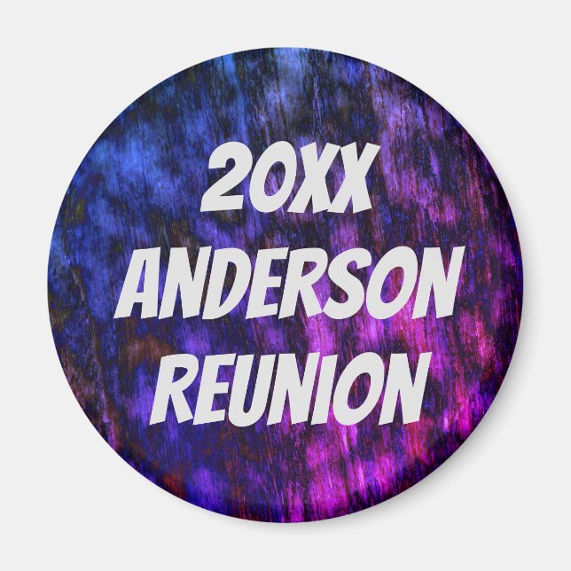 Family Reunion Neon Blue Lila Event Keepsaké Magnet (Framsidan)