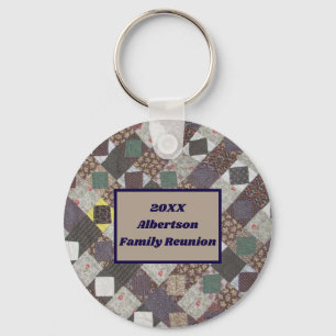 Family Reunion Patchwork Quilt Photo Keepsak Nyckelring
