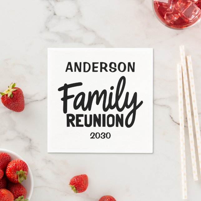 Family Reunion Playful Script Custom Date Name Pappersservett (Insitu)