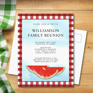 Family Reunion Red White Buffalo Check Inbjudan Vykort