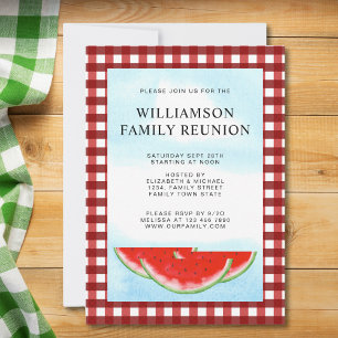 Family Reunion Red White Buffalo Check Inbjudningar