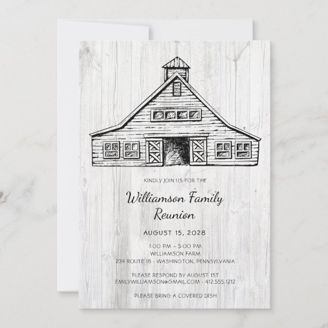 Family Reunion Rustic Land Barn Inbjudningar (Framsida)