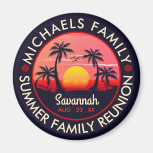 Family Reunion Sommar Sunset Beach Handflatan Träd Magnet