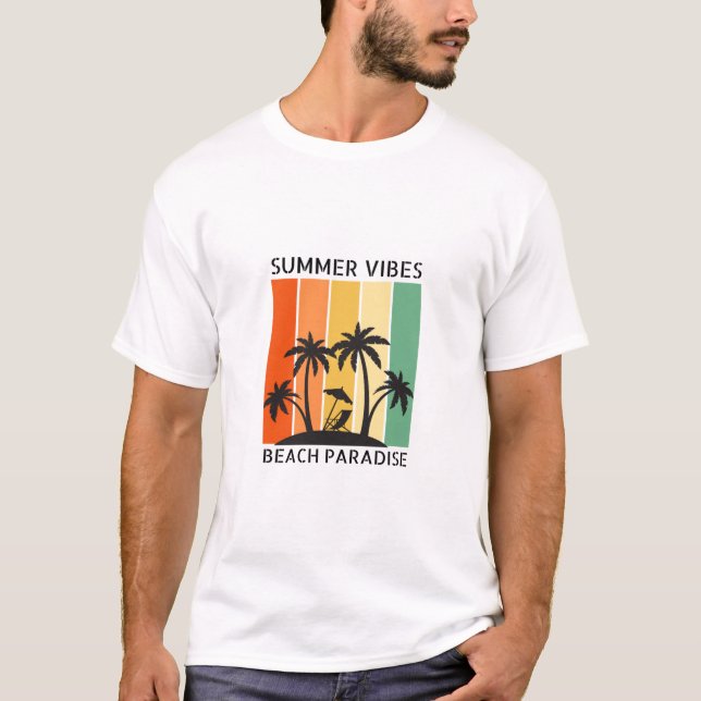 Family Reunion Sommar Sunset Beach Handflatan Träd T Shirt (Framsida)