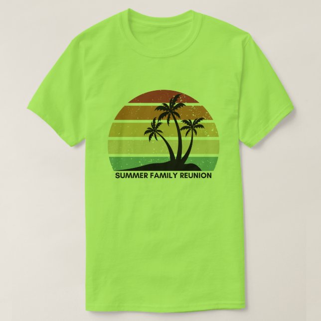Family Reunion Sommar Sunset Beach Handflatan Träd T Shirt (Design framsida)