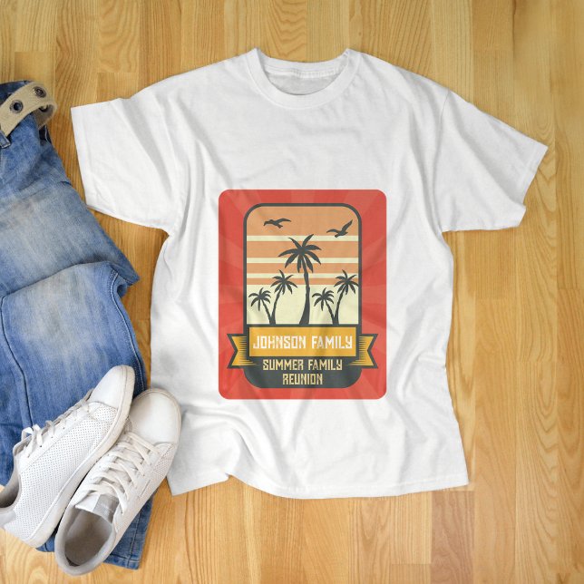 Family Reunion Sommar Sunset Beach Handflatan Träd T Shirt (Skapare uppladdad)