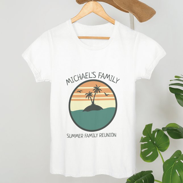Family Reunion Sommar Sunset Beach Handflatan Träd T Shirt (Skapare uppladdad)