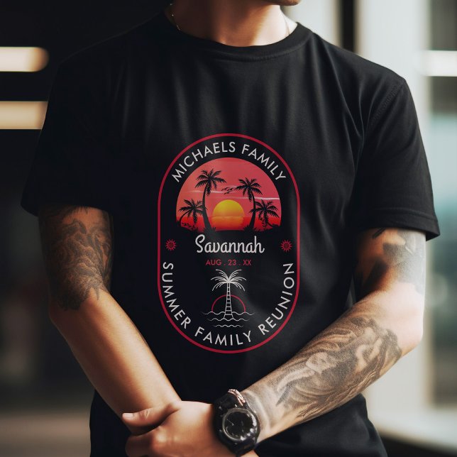 Family Reunion Sommar Sunset Beach Handflatan Träd T Shirt (Skapare uppladdad)