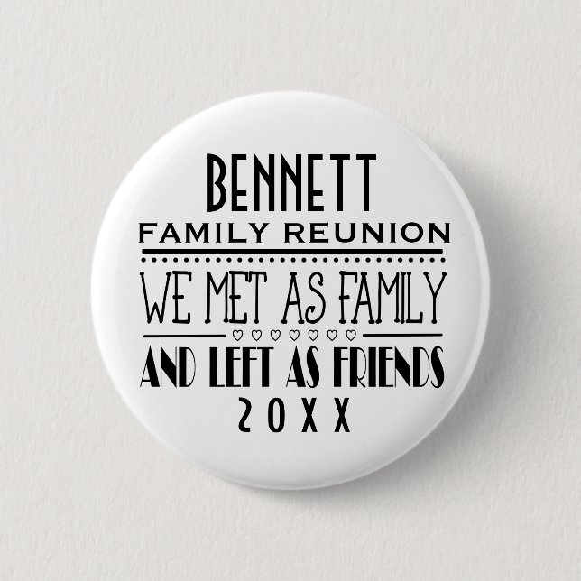 FAMILY REUNION SOUVENIR KEEPSAKE GIFT KNAPP (Framsida)