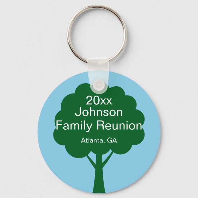 Family Reunion Souvenir with Name, Tree & Year Nyckelring (Framsida)