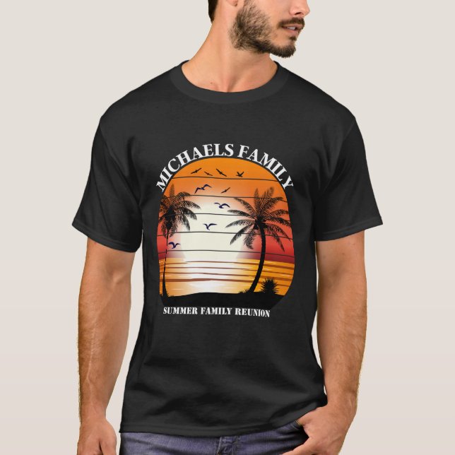 Family Reunion Summer Sunset Beach Handflatan T Shirt (Framsida)
