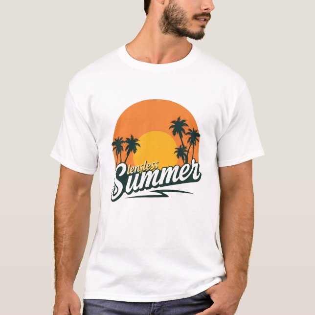 Family Reunion Summer Sunset Beach Palm Tree T-Shi T Shirt (Framsida)