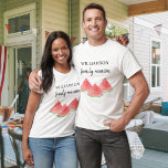 Family Reunion Summmer T Shirt<br><div class="desc">Familjeåterföreningen T-shirt är dekorerad med vattenfärgssommarvattenmeloner. Enkelt anpassade. Använda Verktyg i Design om du vill ändra texten storlekt,  stil eller färg. När vi skapar vår teckning hittar du inte den här bilden från andra designers. Ursprunglig vattenfärg © Michele Davies.</div>