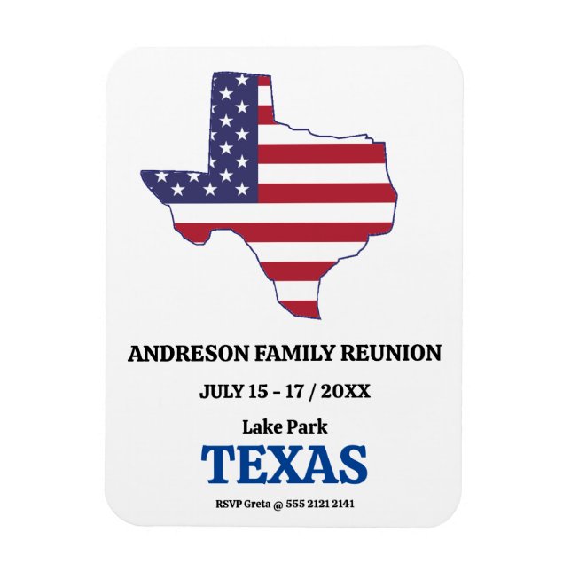 FAMILY REUNION TEXAS STATE KARTA USA flagga Magnet (Vertikal)