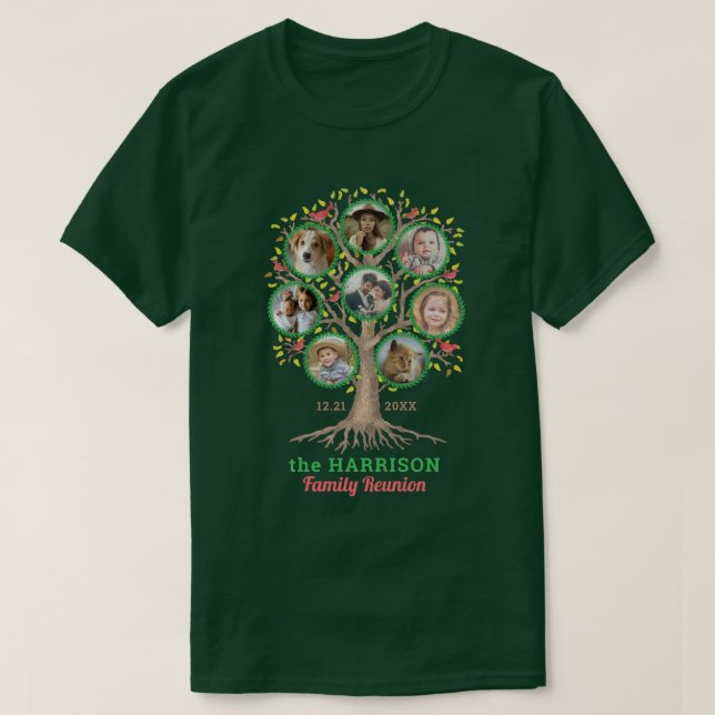 Family Reunion Träd Photo Collage Anpassningsbar W T Shirt (Design framsida)