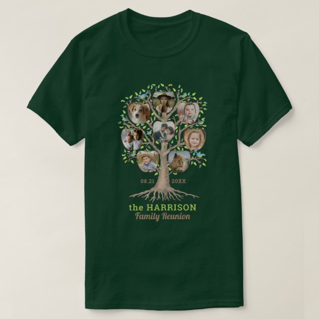 Family Reunion Träd Photo Collage Personlig Dk T Shirt (Design framsida)