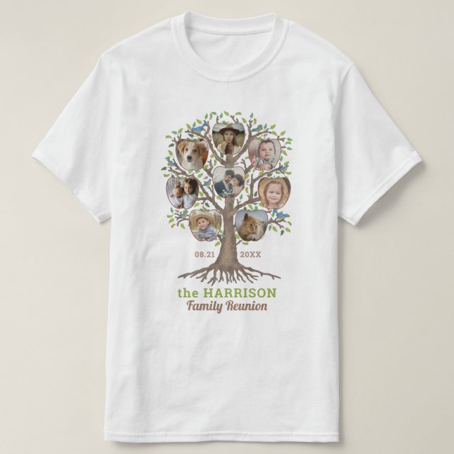 Family Reunion Träd Photo Collage Personlig Lt T Shirt (Design framsida)