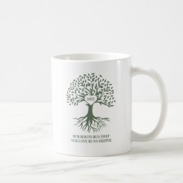 Family reunion tree white and green mug kaffemugg