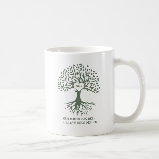 Family reunion tree white and green mug kaffemugg (Höger)