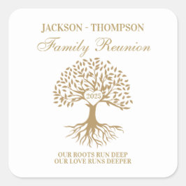 Family reunion tree white fyrkantigt klistermärke