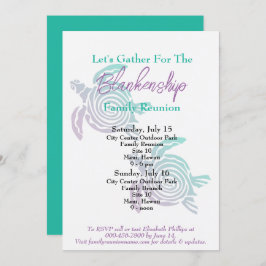 Family Reunion Tribal Art Turtle Två dagar - hände Inbjudningar