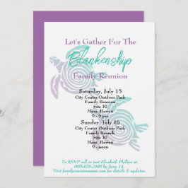 Family Reunion Tribal Art Turtle Två dagar - hände Inbjudningar