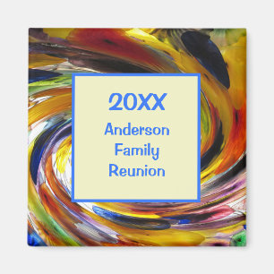 Family Reunion Vivid Tie Dye Swirl Abstrakt Event Magnet