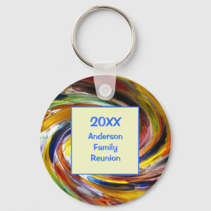 Family Reunion Vivid Tie Dye Swirl Abstrakt Event Nyckelring