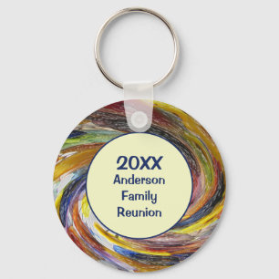 Family Reunion Vivid Tie Dye Swirl Abstrakt Event Nyckelring