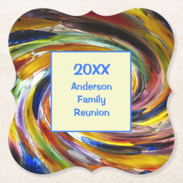 Family Reunion Vivid Tie Dye Swirl Abstrakt Event Underlägg Papper