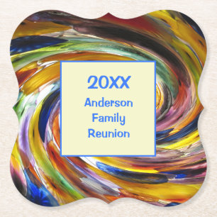 Family Reunion Vivid Tie Dye Swirl Abstrakt Event Underlägg Papper