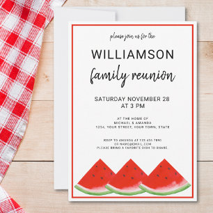 Family Reunion Watermelon, sommartid Party Inbjudningar