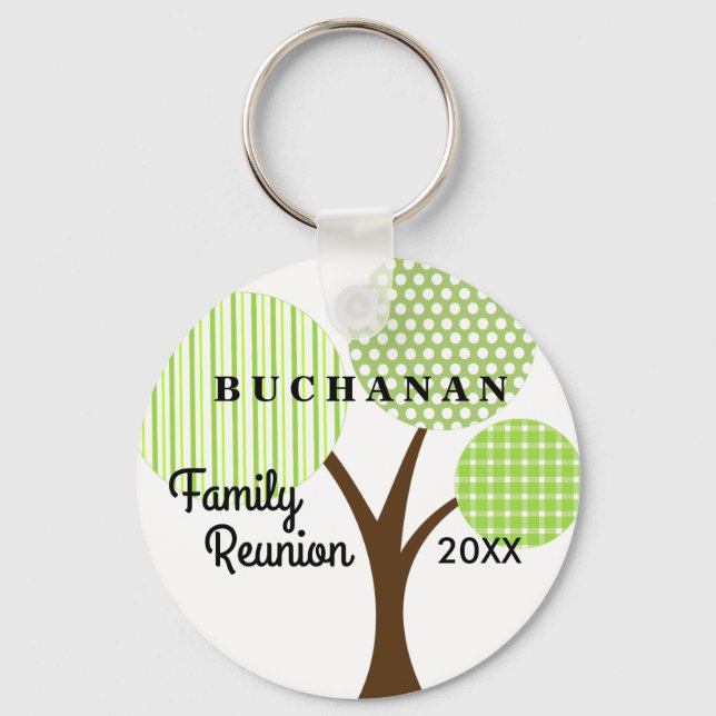 Family Reunion Whimsical Träd Dated Souvenir Gift Nyckelring (Framsida)