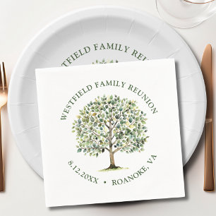 Family Reunion Woodland Watercolor Träd Pappersservett