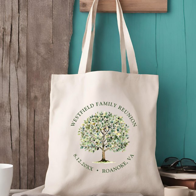 Family Reunion Woodland Watercolor Träd Tygkasse (Family Reunion Woodland Watercolor Tree Tote Bag)
