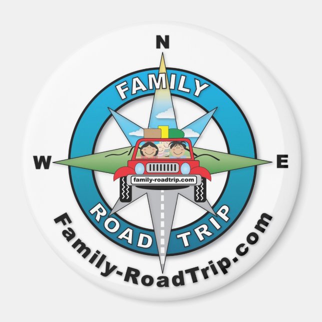 Family Road Resa Compass Ro Logotyp Magnet (Framsidan)