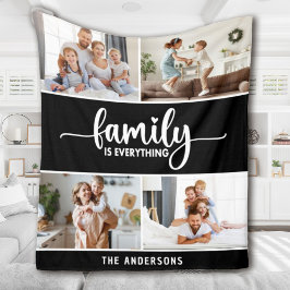Family Script Typography Photo Collage Fleecefilt