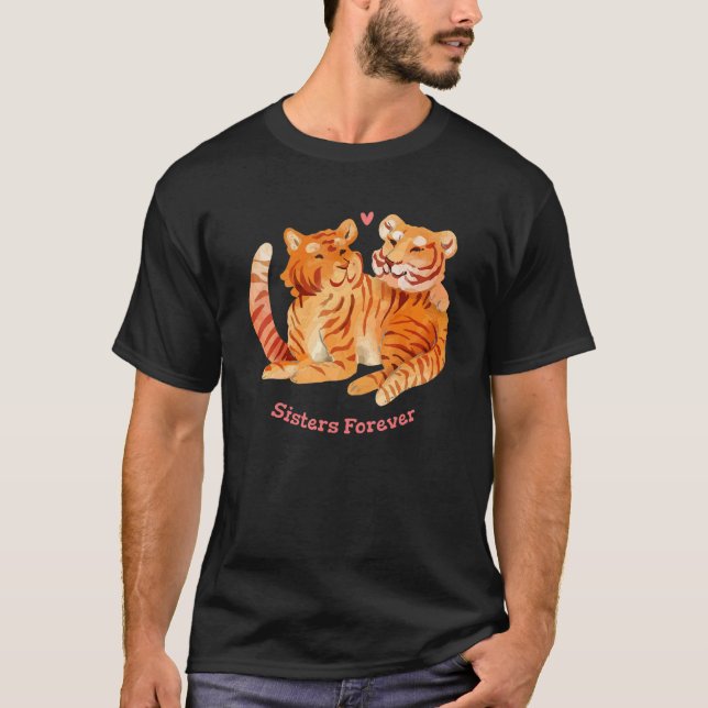 Family Siblings Sister Forever Tiger Heart Love Lu T Shirt (Framsida)