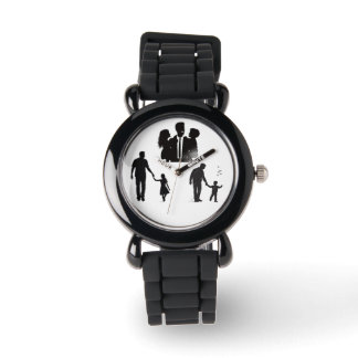 Family Silhouette Art Watch – Stylish Black Band Armbandsur