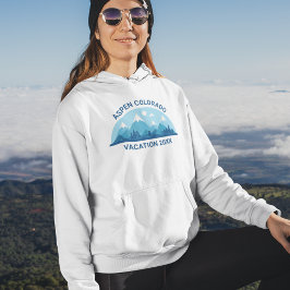 Family Ski Resa Anpassningsbar Colorado City Blue  Hoodie