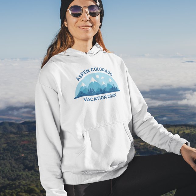 Family Ski Resa Anpassningsbar Colorado City Blue  Hoodie (Skapare uppladdad)